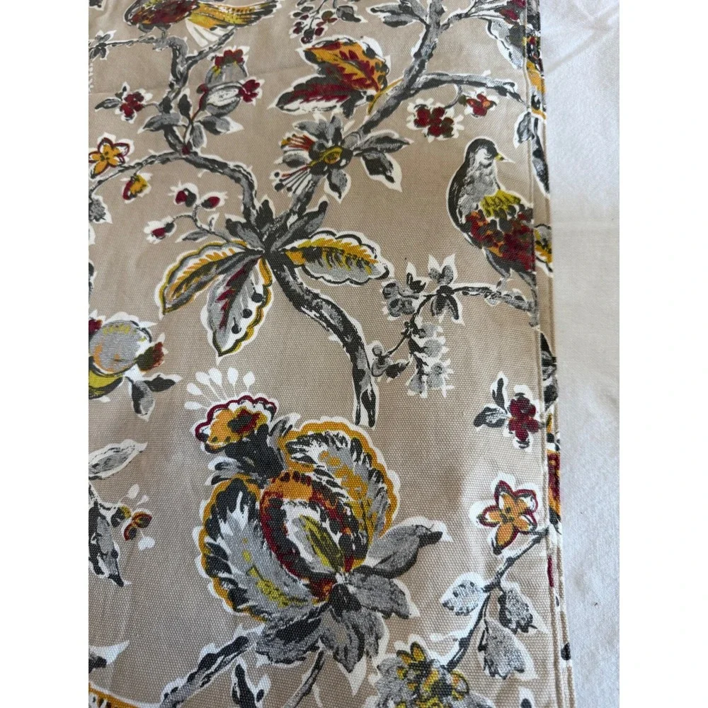 Nicole Miller Home Floral Bird‎ Table Runner Tan Botanical 14x68 Cotton Blend